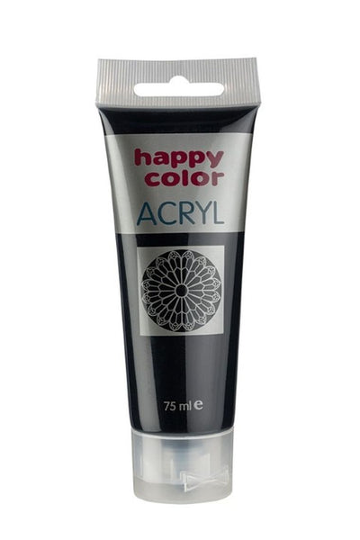 Happy Color, farba akrylowa, czarna, 75 ml