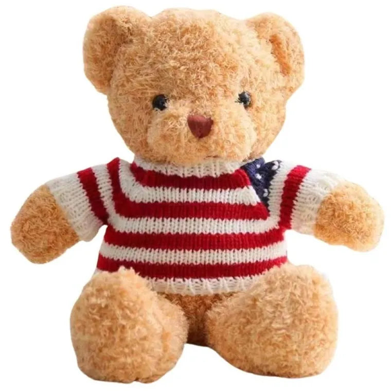 Lean Toys, miś w koszulce w paski pluszowy kremowy, 32 cm