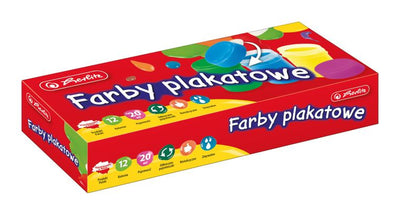 Herlitz, farby plakatowe, szkolne, 12 szt., 20 ml
