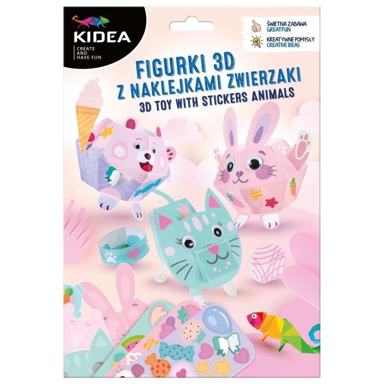 Kidea, figurki 3D z naklejkami, Zwierzaki