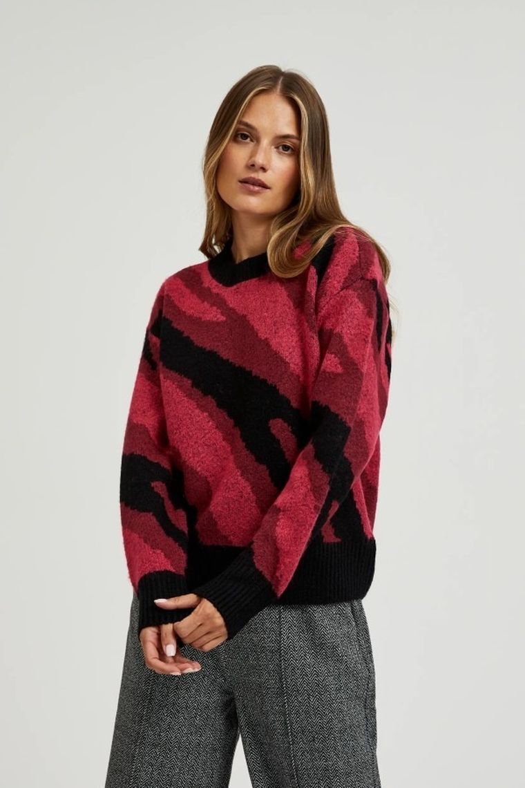 Sweter damski, czerwony, Moodo