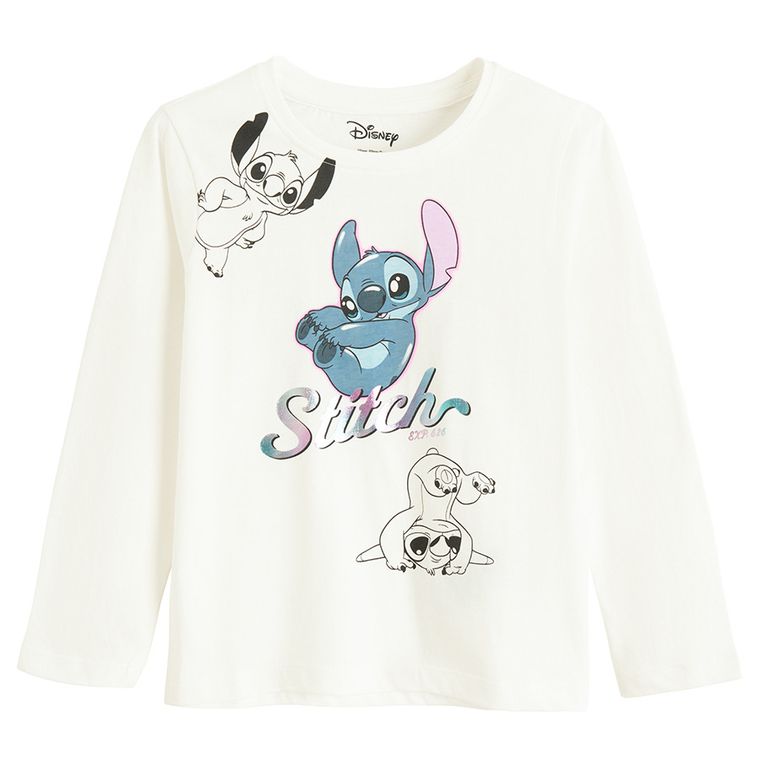 Cool Club, Bluzka dziewczęca z długim rękawem, biała, Lilo i Stitch