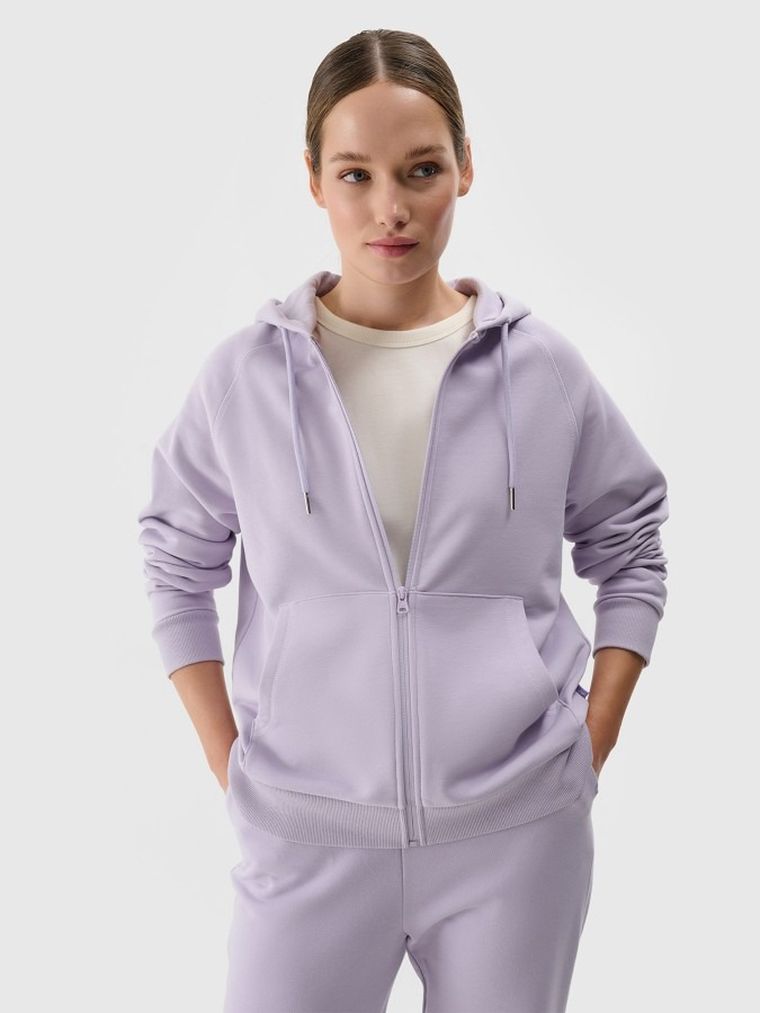 Bluza damska z kapturem, rozpinana, fioletowa, 4F