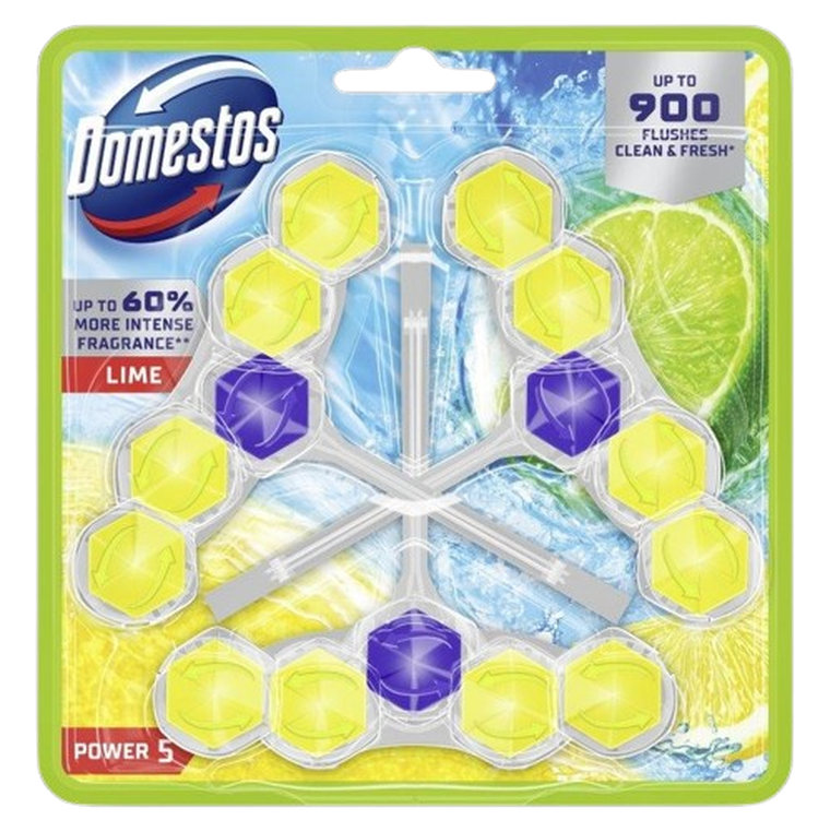 Domestos, Power 5, kostka toaletowa, lime, 3x50 g