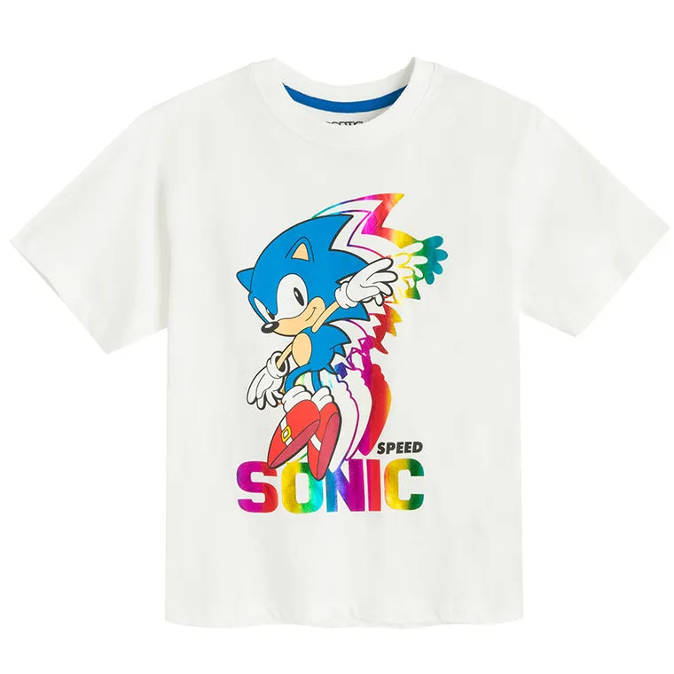 Cool Club, T-shirt chłopięcy, biały, Sonic the Hedgehog
