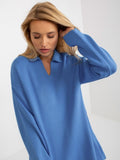 Sweter damski, oversize, niebieski, Rue Paris