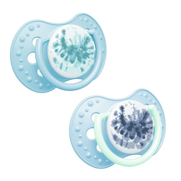 Lovi, Tie Dye, smoczek silikonowy, dynamiczny, Blue, 0-3 m, 2 szt.