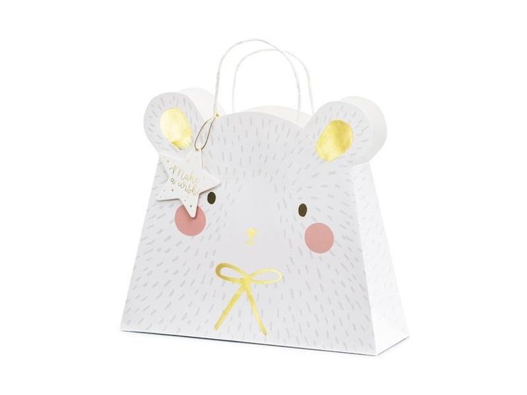 PartyDeco, torebka na prezenty Miś polarny, mix, 31.5x27x10 cm, 1 szt.