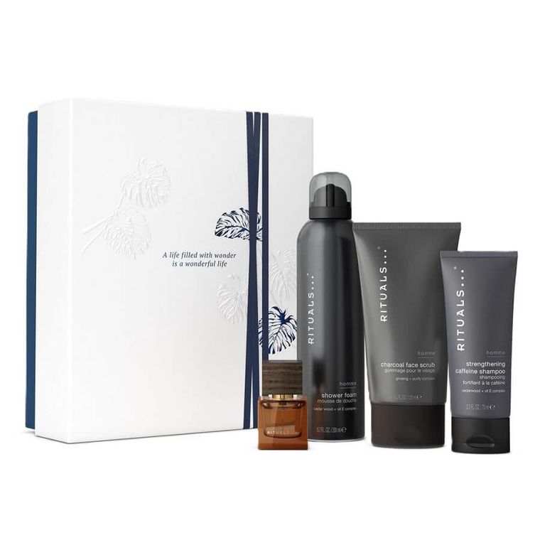 Rituals, Homme, zestaw prezentowy M:  peeling do twarzy, 125g + pianka pod prysznic, 200 ml + szampon, 70 ml + woda perfumowana, 15 ml