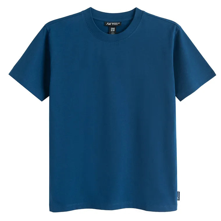 Granatowa koszulka basic o kroju relaxed NOWEAR