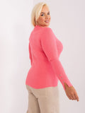 Sweter damski, plus size, koralowy, P-M