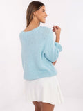 Sweter damski, oversize, niebieski, Italy Moda