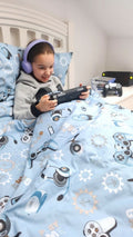 MimiNu, Gamer, 2-częściowy komplet pościeli, 140x200 + 50x60 cm