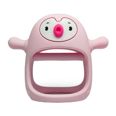 Smily Mia, gryzak silikonowy, pingwin, buddy, light pink