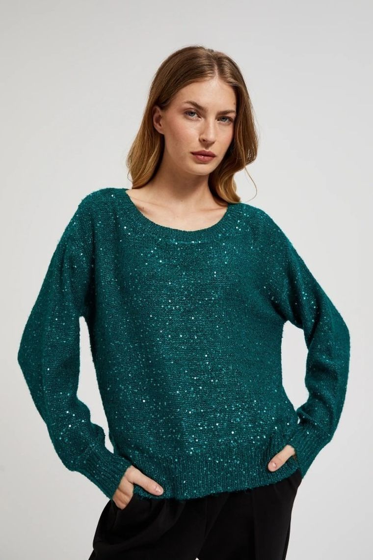 Sweter damski, zielony, Moodo