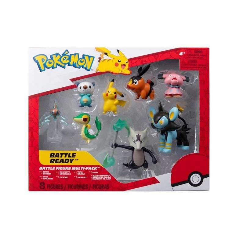 Pokemon, Rotom, Snivy, Oshawott, Pikachu, Tepic, Snubbull, Luxio, Alolan Marowax, figurki bitewne