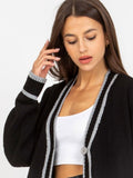 Sweter damski, rozpinany, czarny, Rue Paris