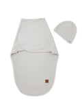 MimiNu, Soft, Leo, komplet:  otulaczek do spania + czapeczka, śmietanka, 0-3m