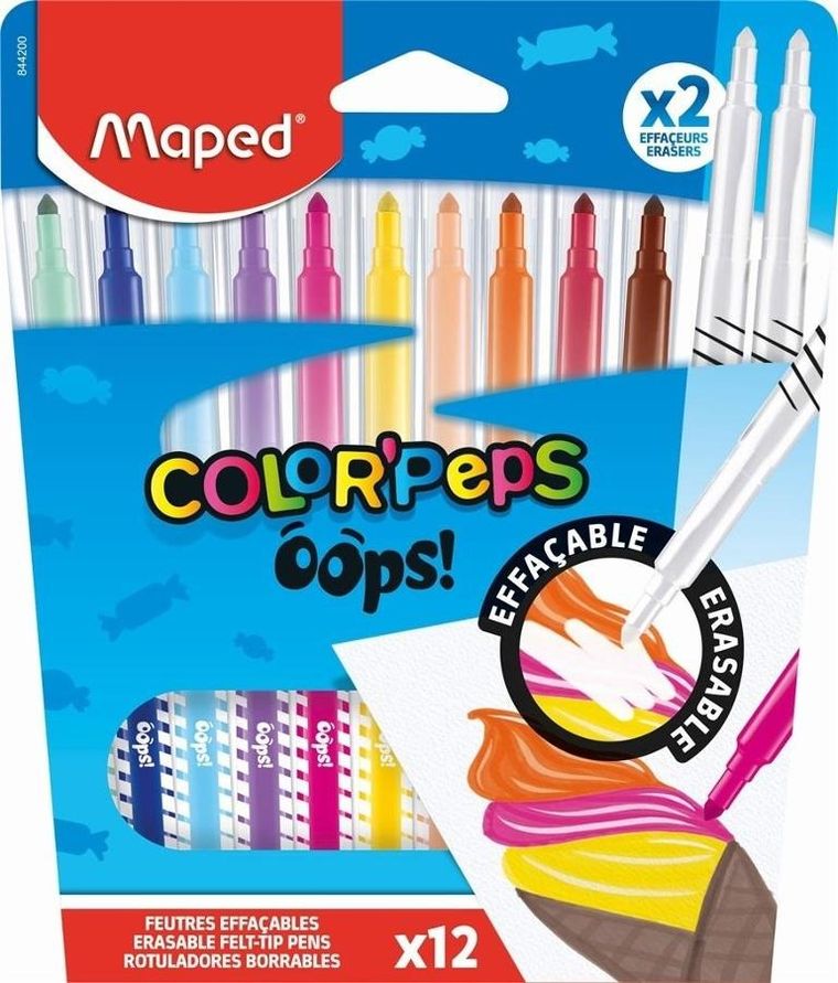Maped, Colorpeps Oops, flamastry wymazywalne, 12 szt.