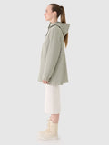 Kurtka parka damska z kapturem, oversize, zielona, 4F