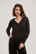 Sweter damski, czarny, Moodo