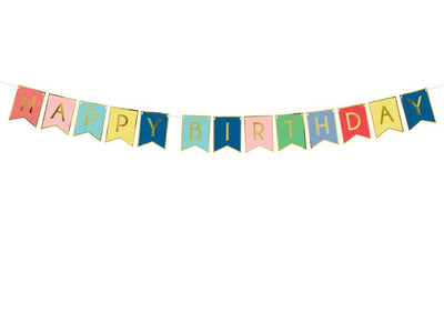 PartyDeco, baner Happy Birthday, mix, 15x175 cm