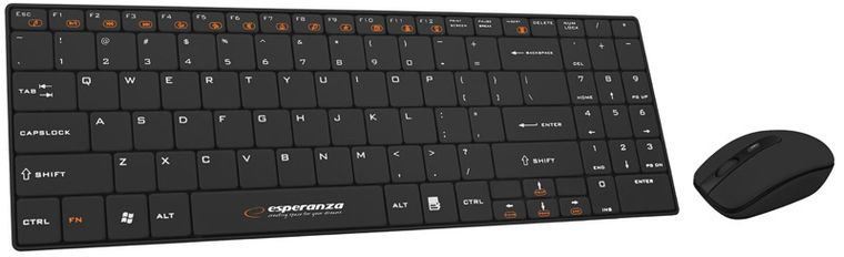 Esperanza, zestaw bezprzewodowy klawiatura SLIM i mysz 2,4 GHz EK122K LIBERTY, czarny