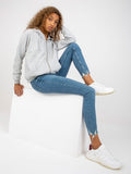 Bluza damska z kapturem, rozpinana, szara, Basic Feel Good