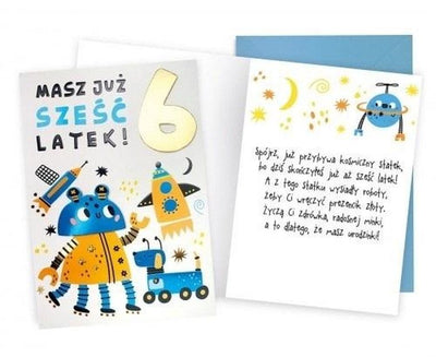 Kukartka, karnet, Urodziny 6, roboty