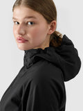 Kurtka softshell damska z kapturem, czarna, 4F