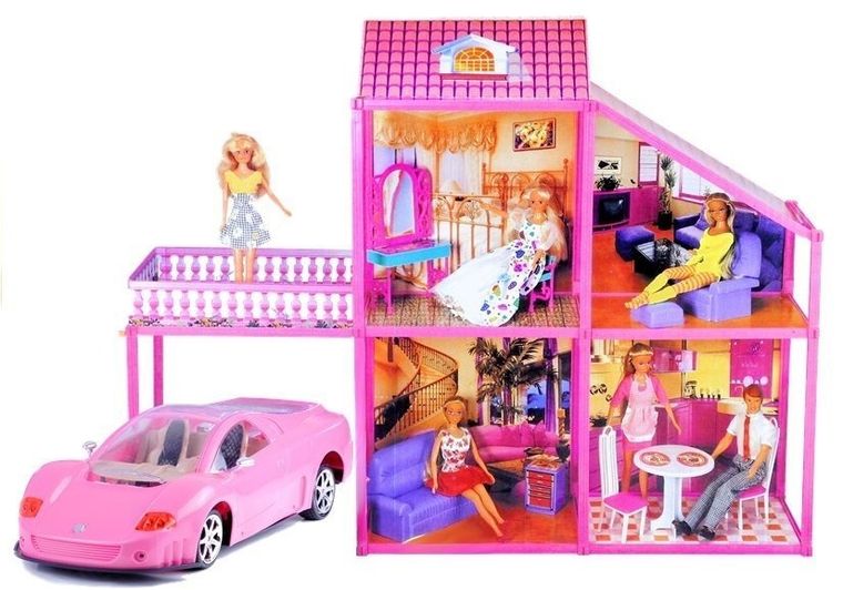 Lean Toys, willa, domek dla lalek z autem i akcesoriami, 76 cm