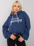 Bluza damska z kapturem, granatowa, Ex Moda