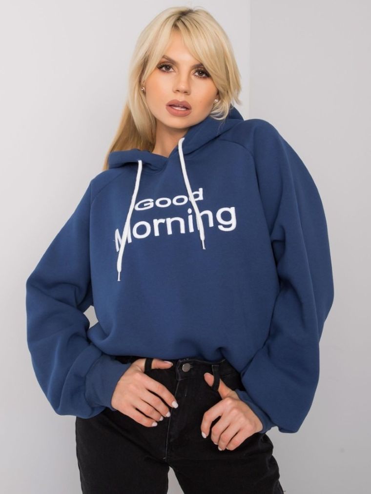 Bluza damska z kapturem, granatowa, Ex Moda