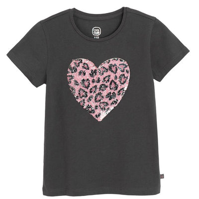 Cool Club, T-shirt dziewczęcy, grafitowy