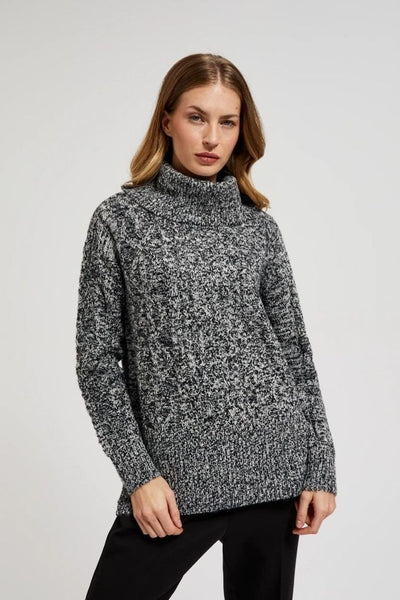 Sweter damski, czarny, Moodo