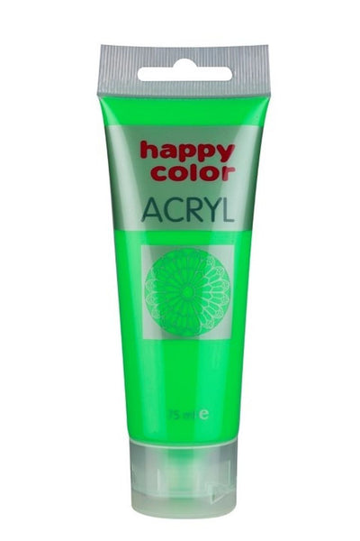 Happy Color, farba akrylowa, zielona fluo, 75 ml