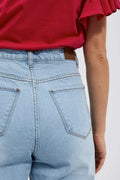 Spodnie jeansowe damskie, mom fit, niebieskie, Moodo
