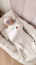 MimiNu, Soft, Teddy, komplet:  śpiworek + czapeczka, beż, TOG 0.5, 0-3 m