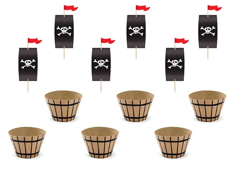 PartyDeco, Pirackie Party, zestaw do muffinek, piraci, 6 szt.