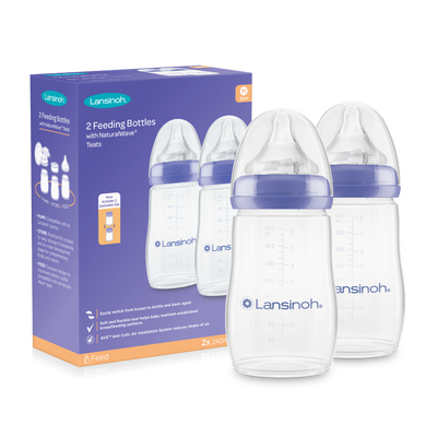 Lansinoh, butelki ze smoczkiem, rozmiar M, 240 ml, 2 szt.