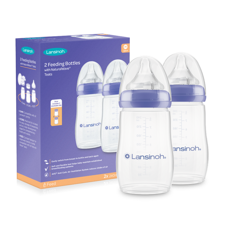 Lansinoh, butelki ze smoczkiem, rozmiar M, 240 ml, 2 szt.