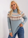 Sweter damski, plus size, niebieski, P-M