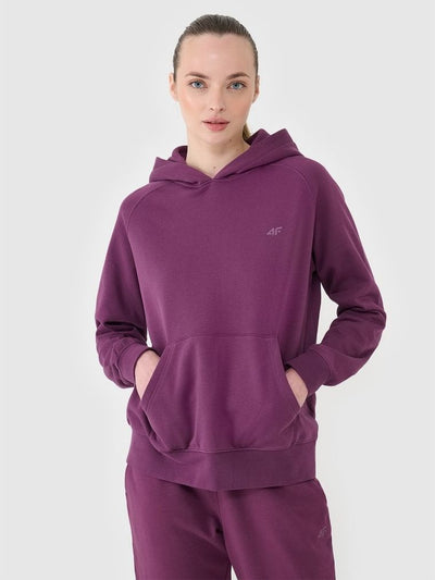 Bluza damska z kapturem, fioletowa, 4F