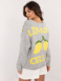 Sweter damski, rozpinany, szary, Italy Moda