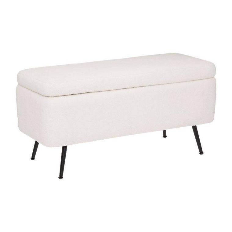 Atmosphera, pufa ze schowkiem, tapicerowana z efektem boucle, 100x40x48.5 cm