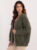 Kardigan damski, khaki, Italy Moda