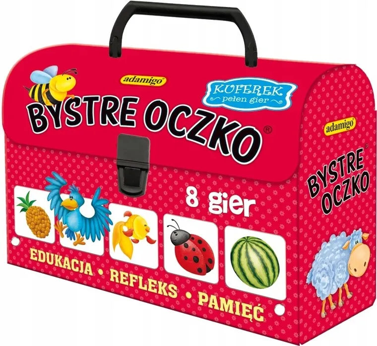 Adamigo, Kuferek pełen gier, Bystre Oczko, zestaw 8 gier edukacyjnych