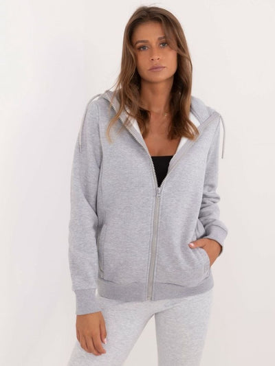 Bluza damska z kapturem, rozpinana, szara, Sublevel