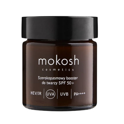 Mokosh, szerokopasmowy booster do twarzy, SPF50+, aloes, 30 ml