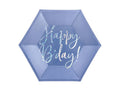 PartyDeco, talerzyki papierowe happy b'day! granatowe, 20 cm, 6 szt.